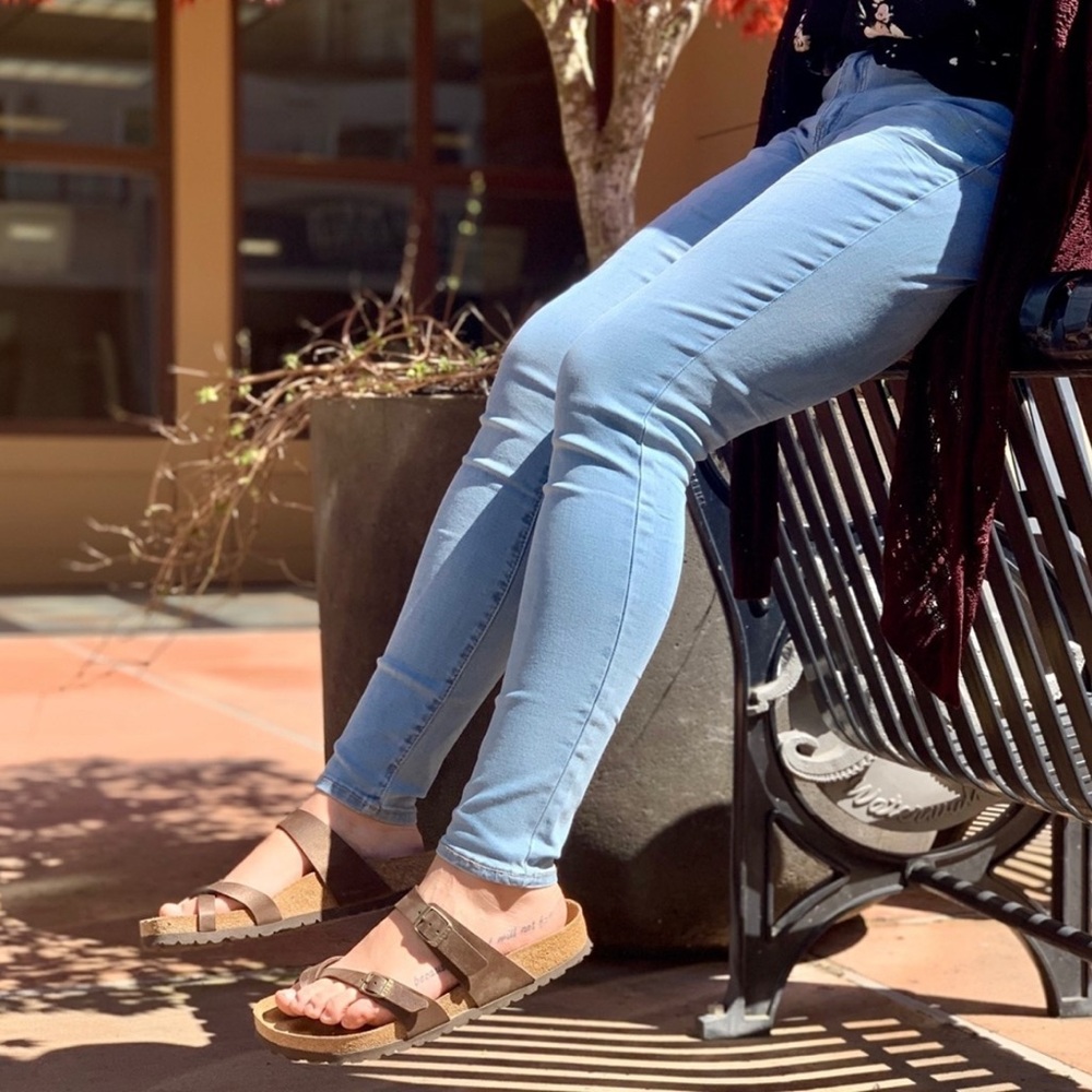 Birkenstock Mayari Metallic Brown Leather Sandals with Buckles